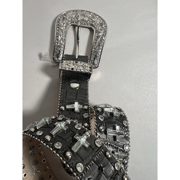 Western Rhinestone SM Bling Belt Crosses Black  Rhinestone Buckle 29 Crosses main image 8